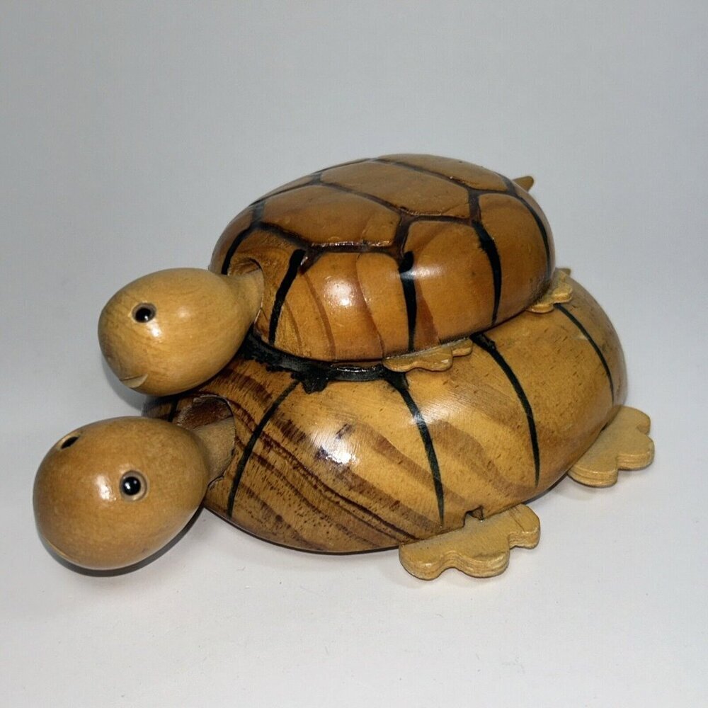 Wooden Turtle With Wheels and Moving Head & Tail And Baby - Great Toy - Bahamas